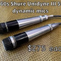 1960s Shure Brothers Unidyne III model 545 dynamic mics w/cables - $275 each.