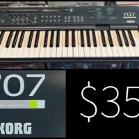 Late 1980s Korg 707 synth w/power supply, manual & memory cards - $350