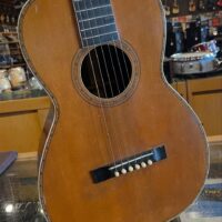 Early 1900s unknown parlor guitar (possibly a Harmony build) w/chip case - $1,350