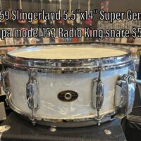 1959-‘61 Slingerland 5.5”x14” Super Gene Krupa model 153 Radio King snare $595