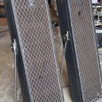 1968 VOX LS.60 4x12” speaker cabs (Made in England) with original tilt back legs. All original Goodman speakers are present. - $1,495 for the pair.