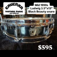 Mid 1990s Ludwig 3.5”x13” Black Beauty snare - $595